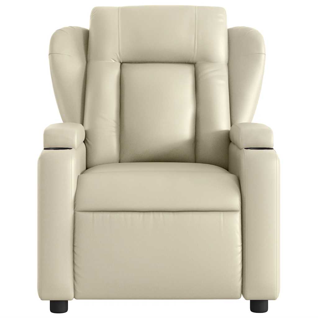Electric Massage Chair Cream Faux Leather