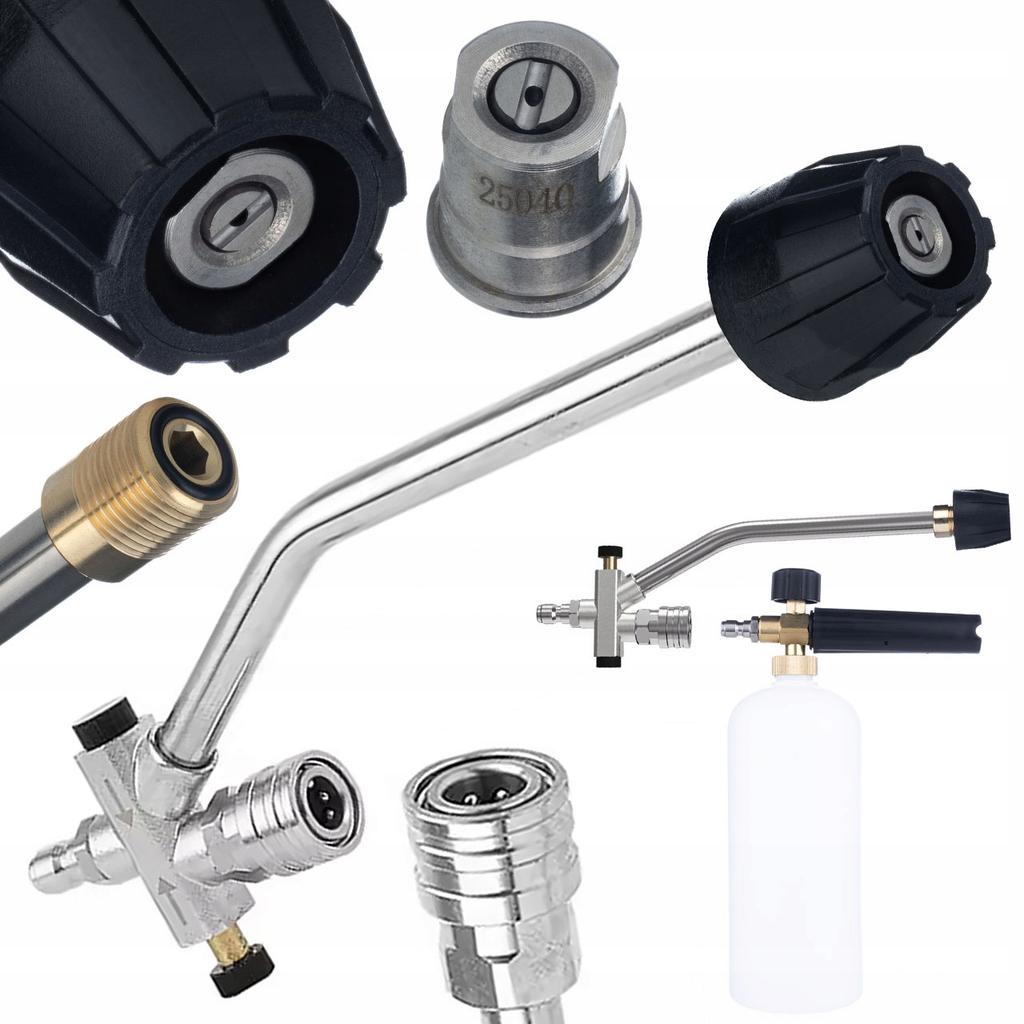Rosfix DualJet Pro 1/4" 27cm – Lança Dupla 2 em 1 com Bico Intercambiável | Conexão Rápida | Aço Inoxidável + Latão | Para Lavadoras de Alta Pressão