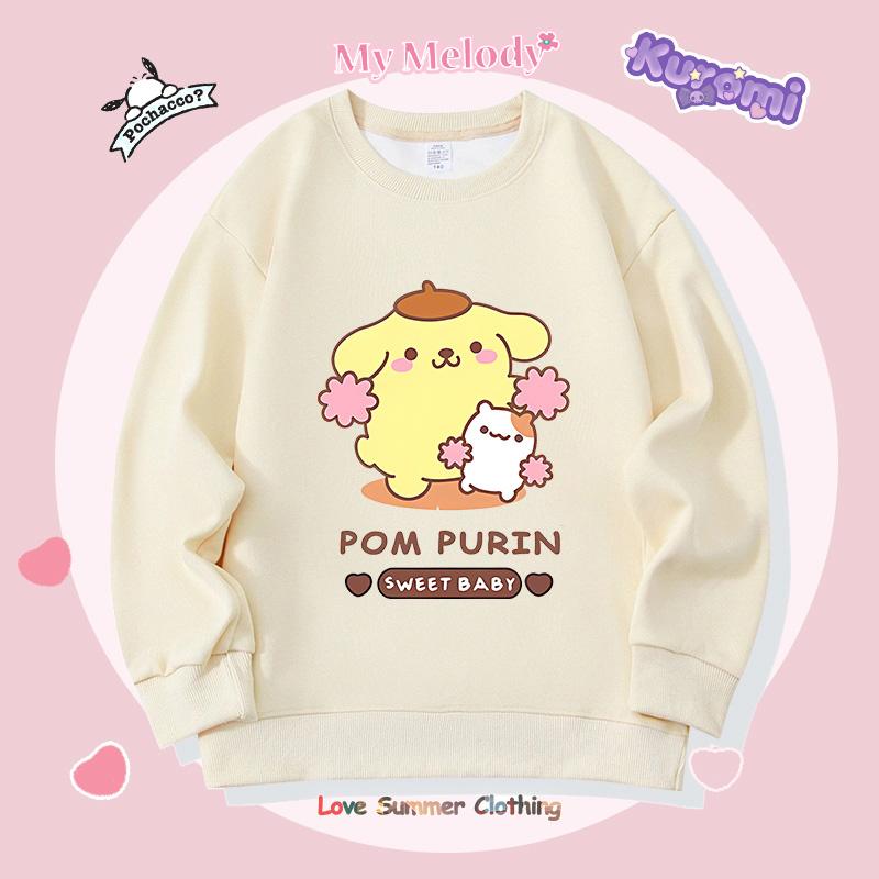 Girls Crewneck Sweatshirt My Melody Sario Cute Hoodie Clothes Kawaii Girls Kuromi Sweatshirt Spring Autumn Sweatshirt Child Tops