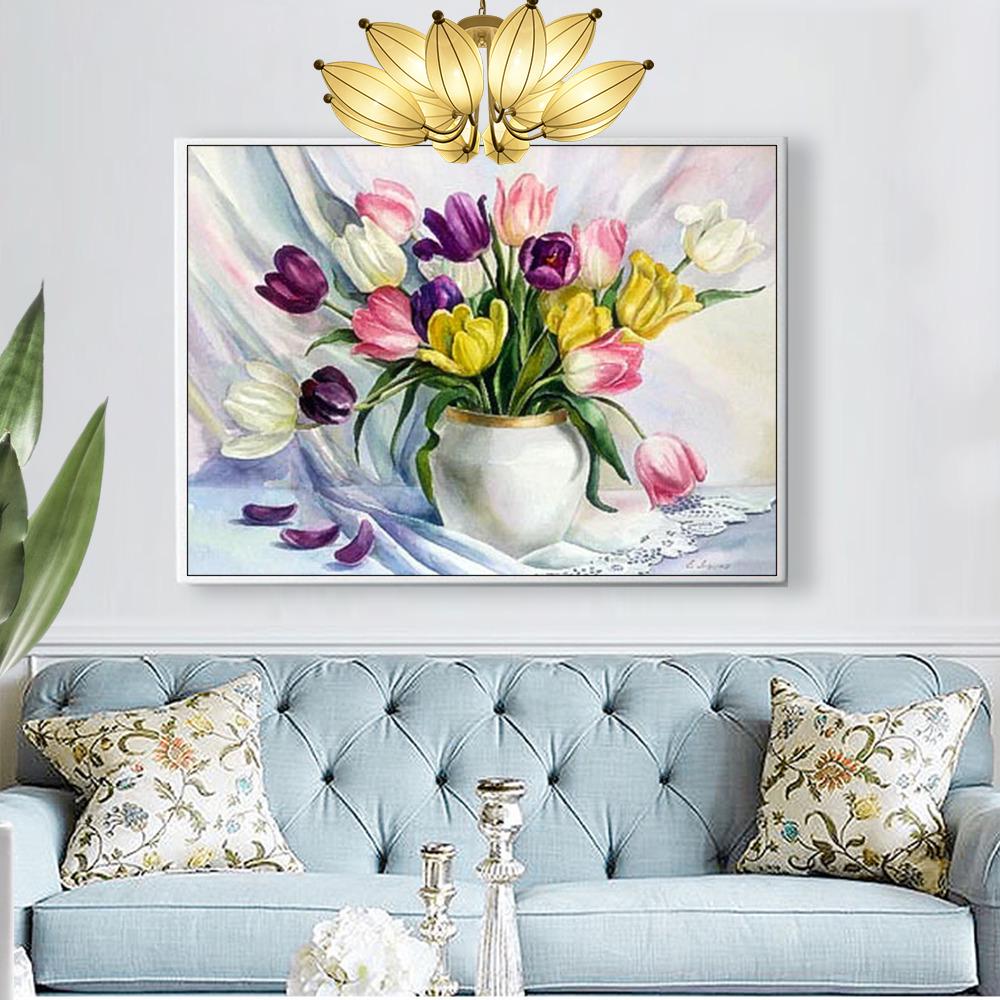 Huacan Scenic Diamond Painting Accessories Full Square Diamond Embroidery Flower Crystal Mosaic