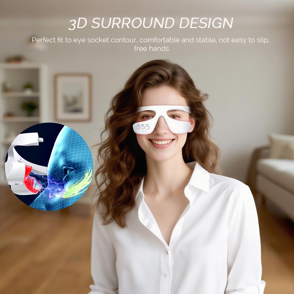 Electric Eye Massager Red Light Relieves Eye Fatigue Eyes Massage Glasses Hot Compress Eye Glasses Massager Dark Circles Remover