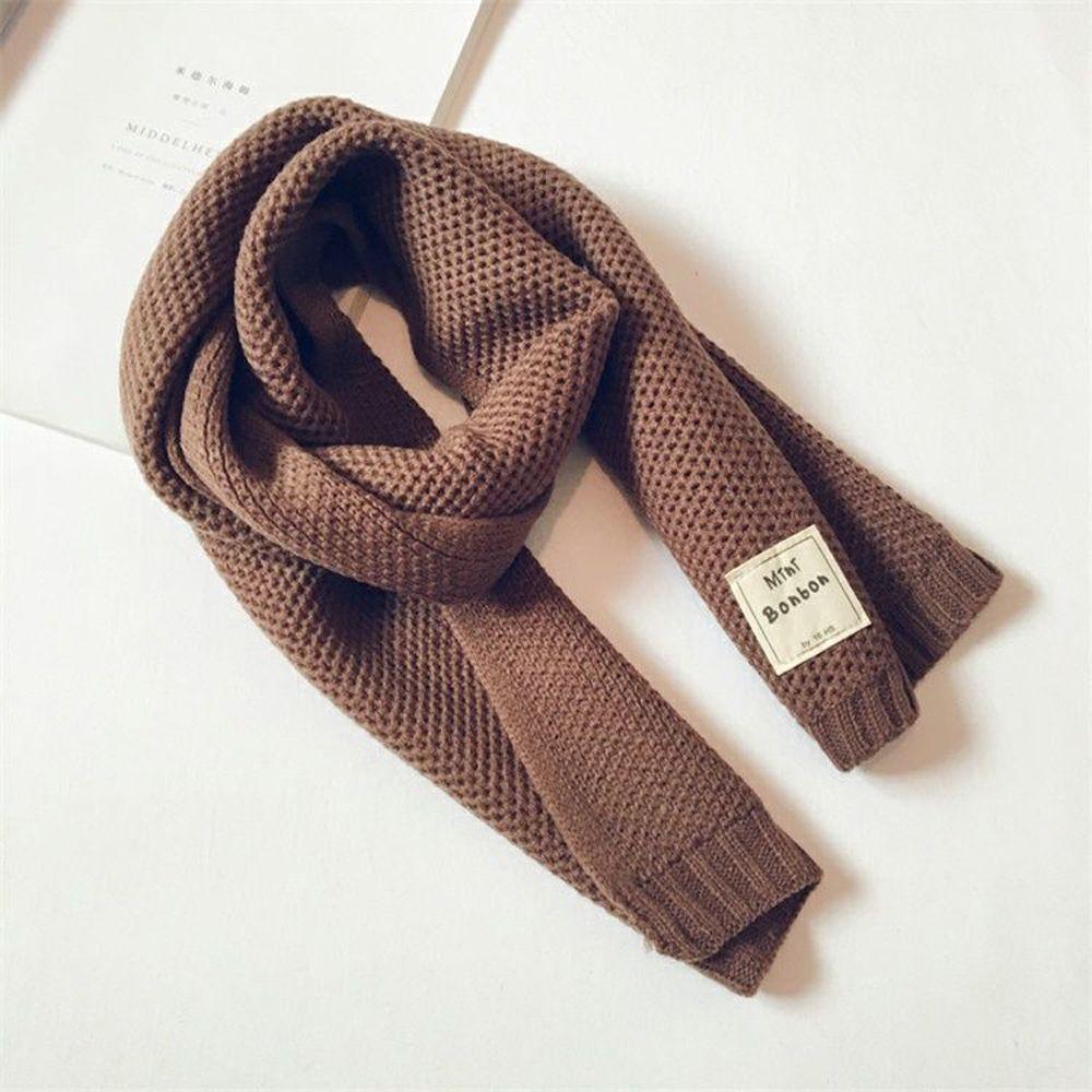 Warm Solid Color Winter Ins Style Knitted Shawl Muffler Korean Style Wrap Children's Scarf