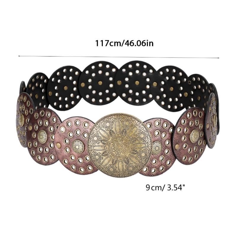 Casual Buckle Belt for Women Bohemian Style Waist Belt HollowedOut Wide Belt for Teens Girls Female Western Cowboy Belt