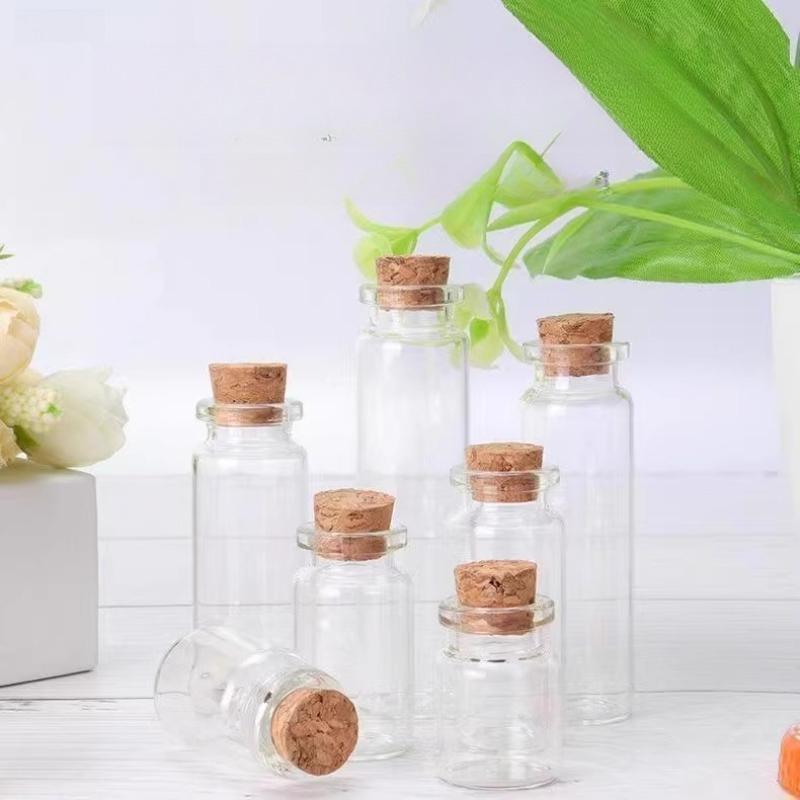 20pcs Handmade DIY Creative Tools Small Capacity Hangable Decorative Vial Cork Lid Stopper Transparent Glass Subpackage Bottle