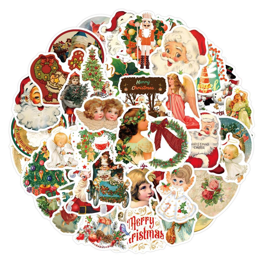 50 Retro Christmas Angel Stickers Water Cup Mobile Phone Case DIY Decorative Stickers