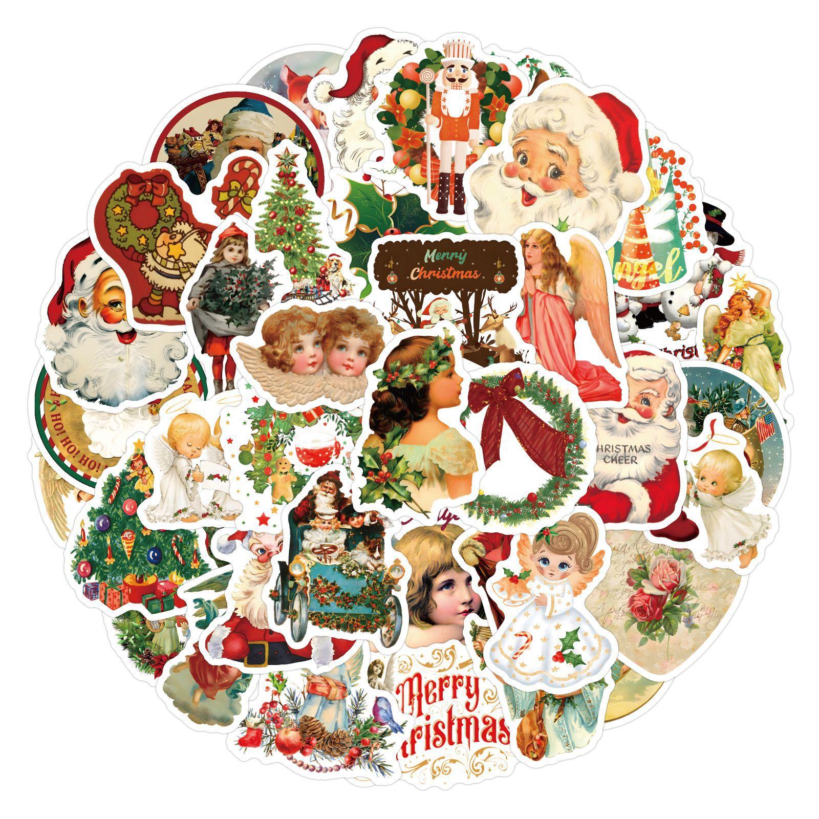 

50 Новых Ретро Рождественских Наклеек Ангелов Наклейки для Украшения Водяного Стакана Чехла Мобильного Телефона DIY