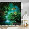 Fantasy Mushroom Shower Curtains Fairy Forest Tree Gothic Panel Jungle Green Zen River Bathroom Decor Shower Curtain With Hook
