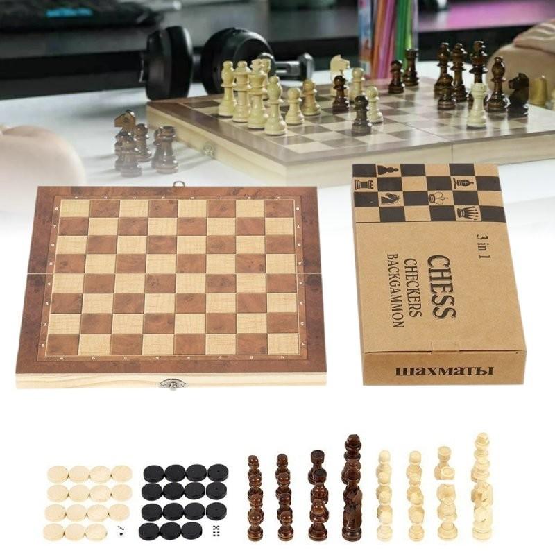 Premium Schachspiel aus Holz mit faltbarem Brett für fesselnde Familien-Spieleabende und Gehirnentwicklung