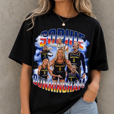 T-shirt Sophie Cunningham Indiana Fever Joueur de Basketball Collage Graphique T-shirt pour Fan