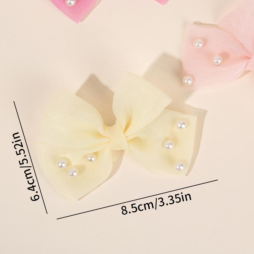 14Pcs Mini Sparkling Pearl Hair Clips Cute Sweet Girls Side Clip Barrettes Shiny Hairpin With Bow Accessories Headdress