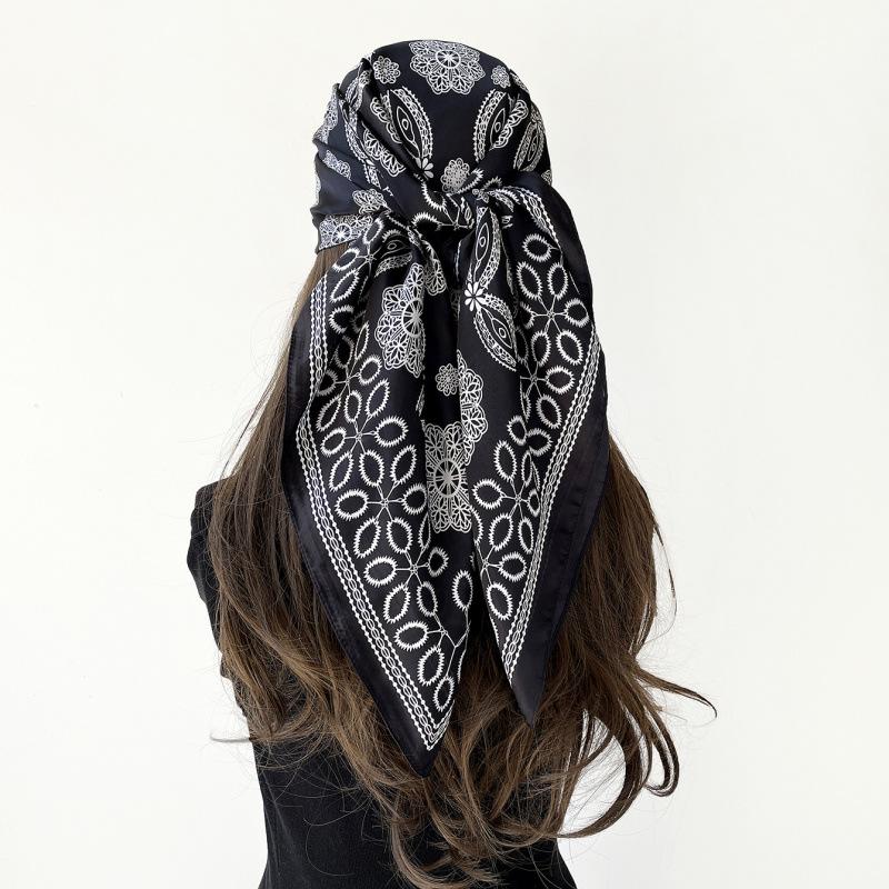 Headscarf Silk Scarf 90cm Women's Headscarf New Versatile Satin Thin Large Square Scarf