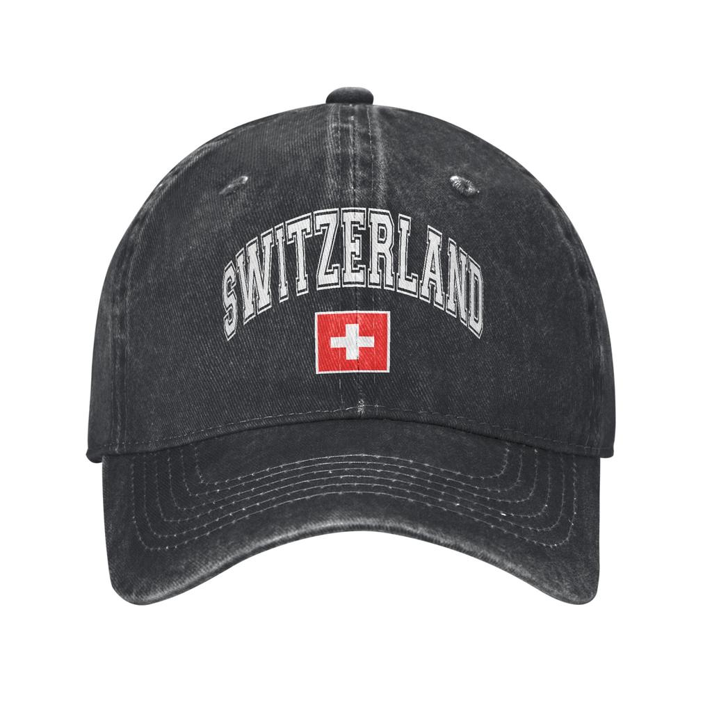 Swiss Switzerland Flag Trucker Hat Merch For Unisex Baseball Caps Retro Headwear Cap Adjustable