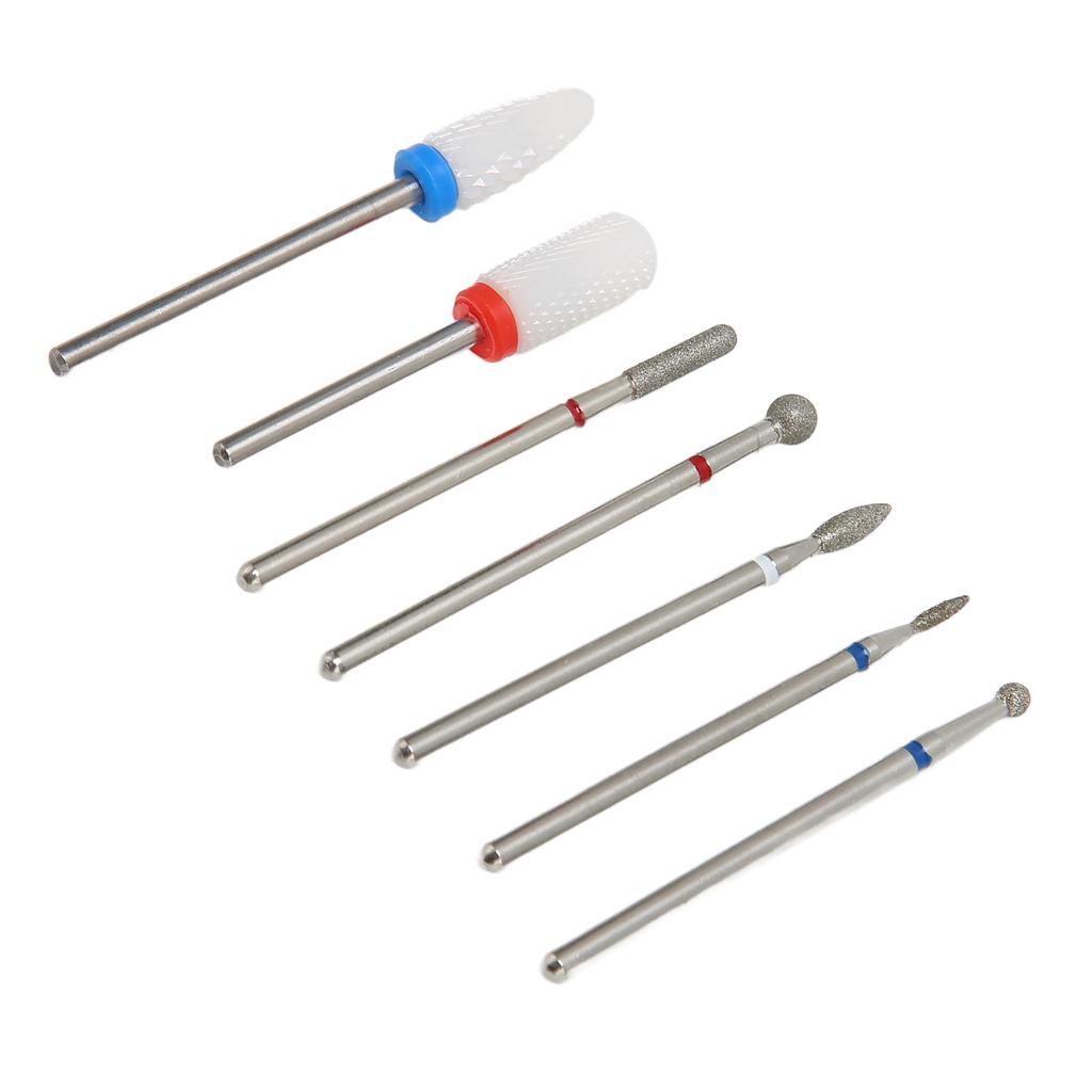 7pcs Nail Drill Bits Set Tungsten Ceramic Manicure Pedicure Left Right Handed Acrylic Gel Cuticle Remover Nail Bits