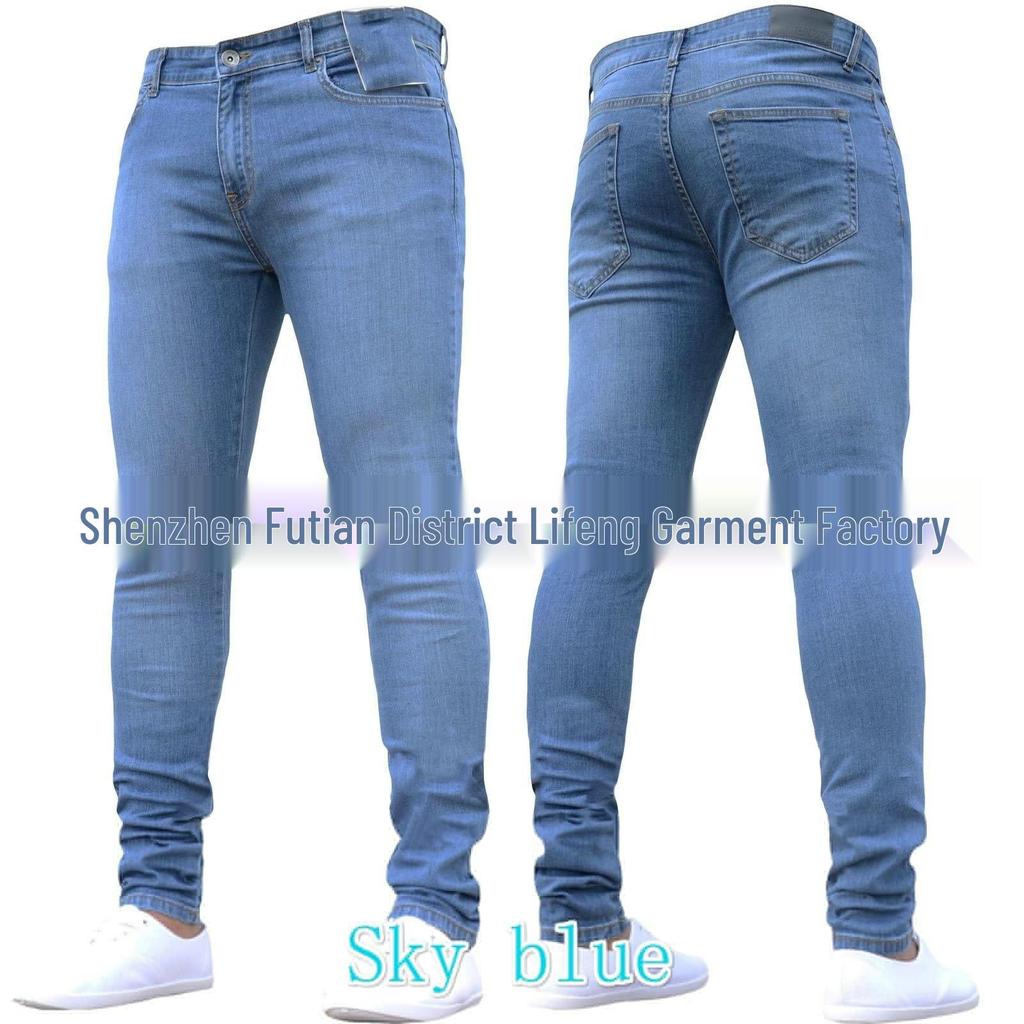 2021 Europäische Elastische Slim Fit Herren-Jeanshose - Schwarz