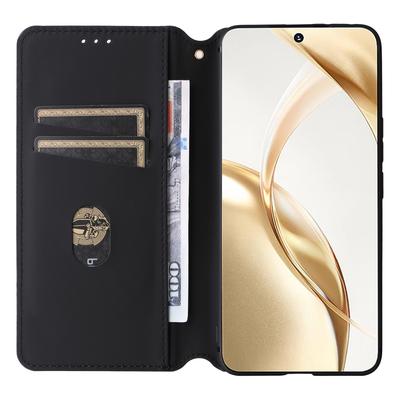 Etui na Honor 200 5G Skórzane etui na telefon w romby Absorpcja magnetyczna