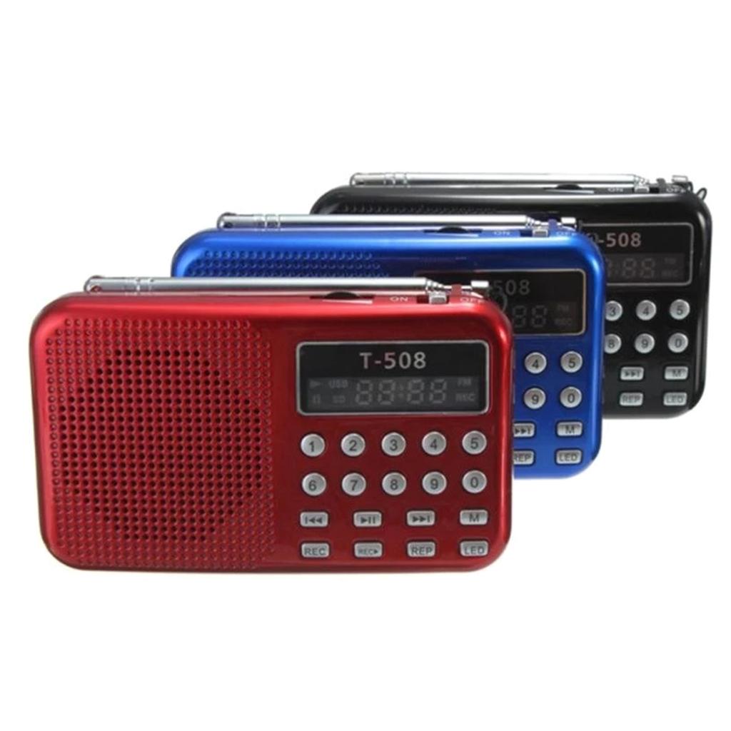 Mini Portable Radio Handheld FM Radio Supports USB TF MP3 Music Player Outdoor Indoor Speaker Rechargeable with Cable