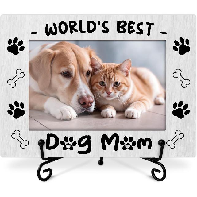 Dog Mom Gifts Picture Frame, Dog Photo Frame for Pet Owner Dogs Lover, New Puppy Gift Dogs Lover Gifts 4x6 Wood Photo Frame, Home Bedroom Office