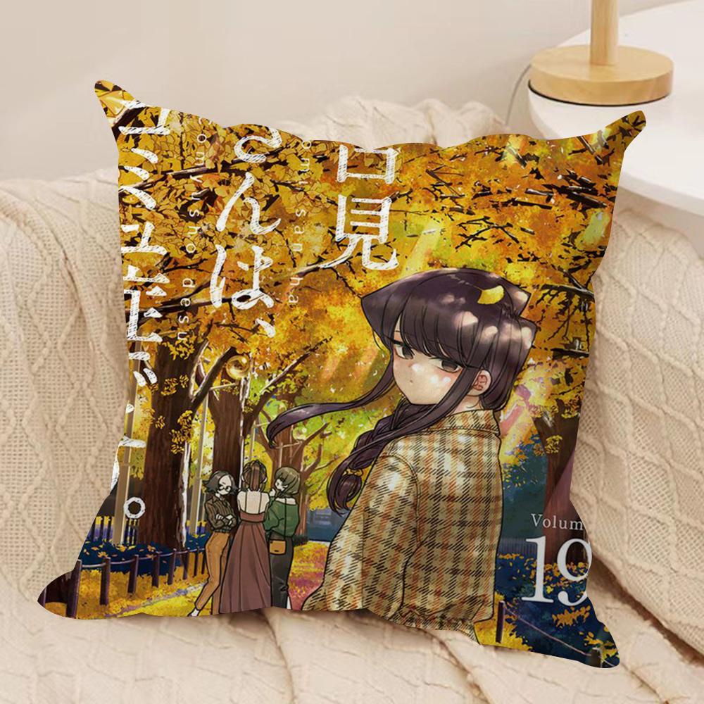 K-Komi Can't Communicate Cushion Cover Silky Short Plush Double-Sided Printed Pillow Case for Sofa All Seasons Home Decor Gift