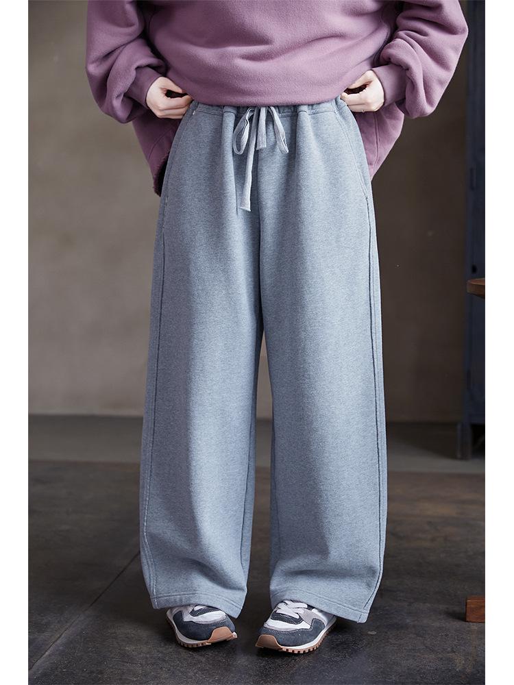 

Women s Retro Smoke Gray Knit Pants - Elastic Waist, Slimming Fit M