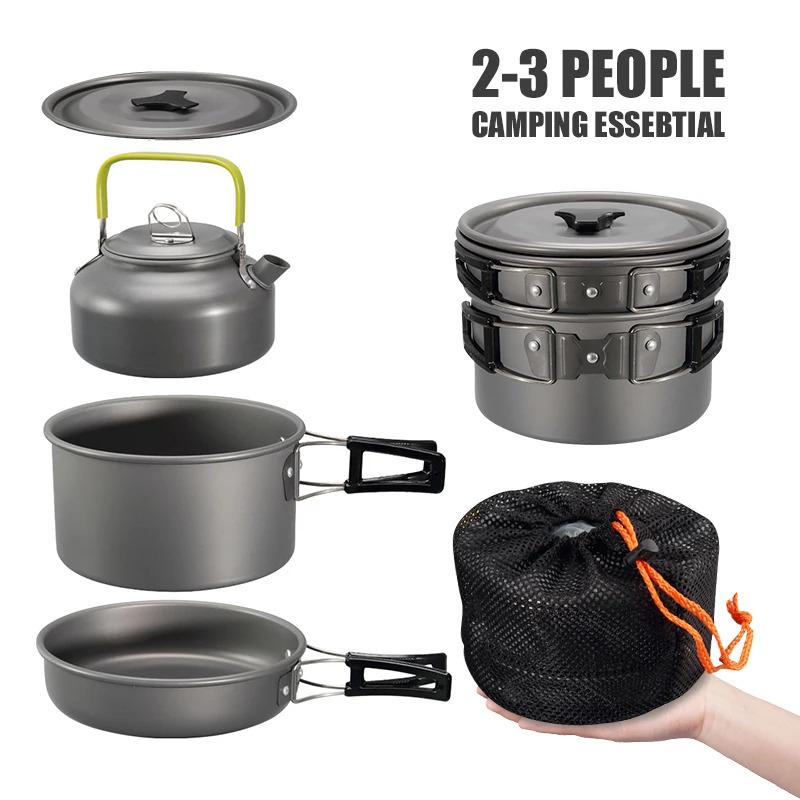 Outdoor Camping Cookware Set For 2-3 People, Lightweight Folding Pot Combination, Suitable For Outdoor Picnics And Hiking Trips