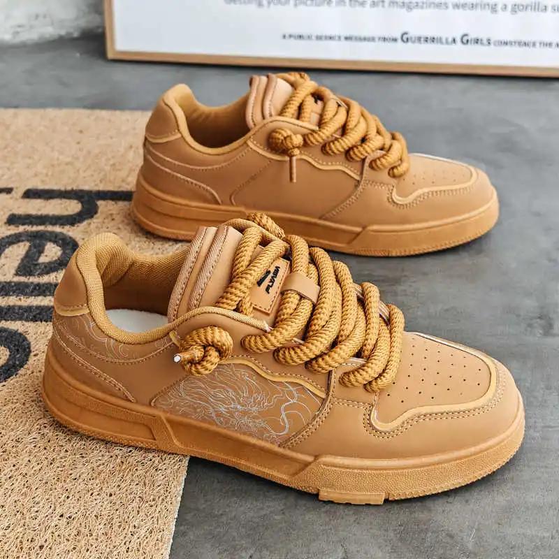 PU Leather Round Nose Boty For Man Casual Men's Summer Brand Sneakers Hand Made Shoes Men Sport Luxo Cute Super Cozy