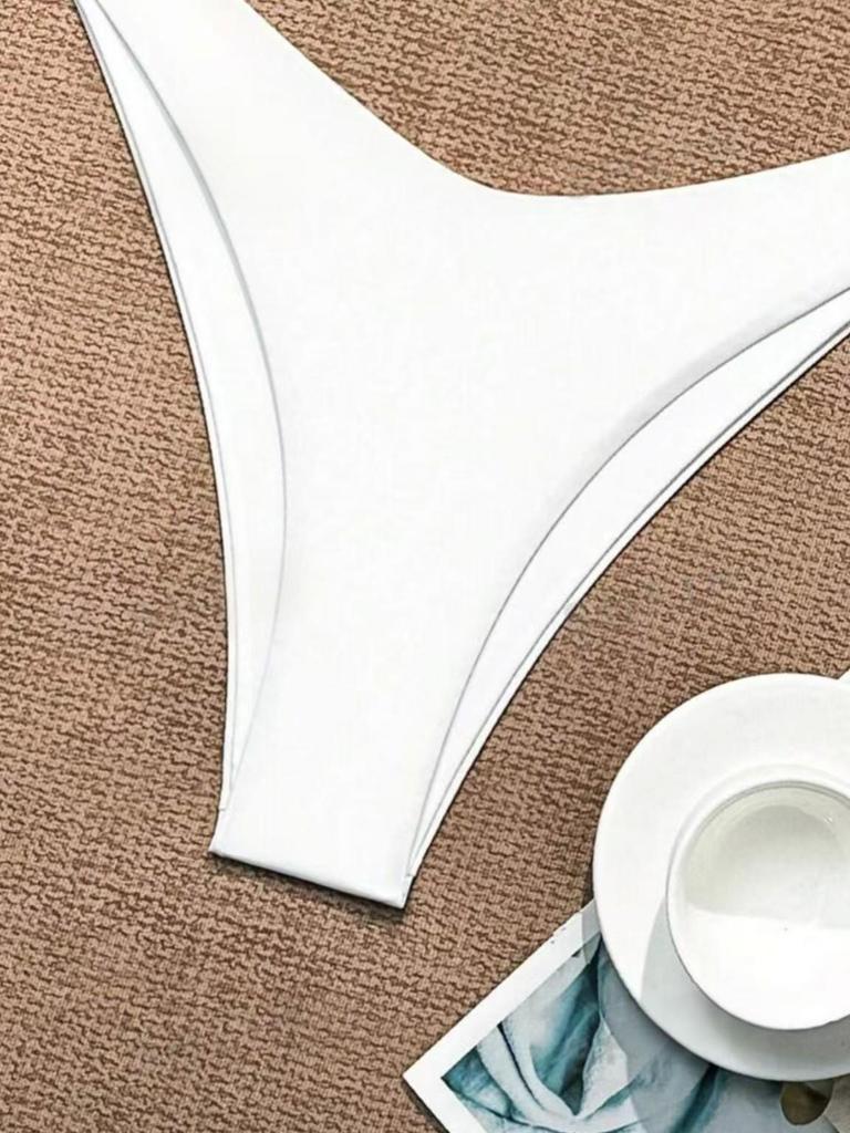 2025 Damen einfarbiger Träger-Bikini Zweiteiler - Europäischer & Amerikanischer Stil, Sexy Split-Design