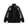 Mens Retro Stripe Color-Block Stand Collar Zip-Up Hoodie Jacket Fall Casual Loose Fit Sweatshirt