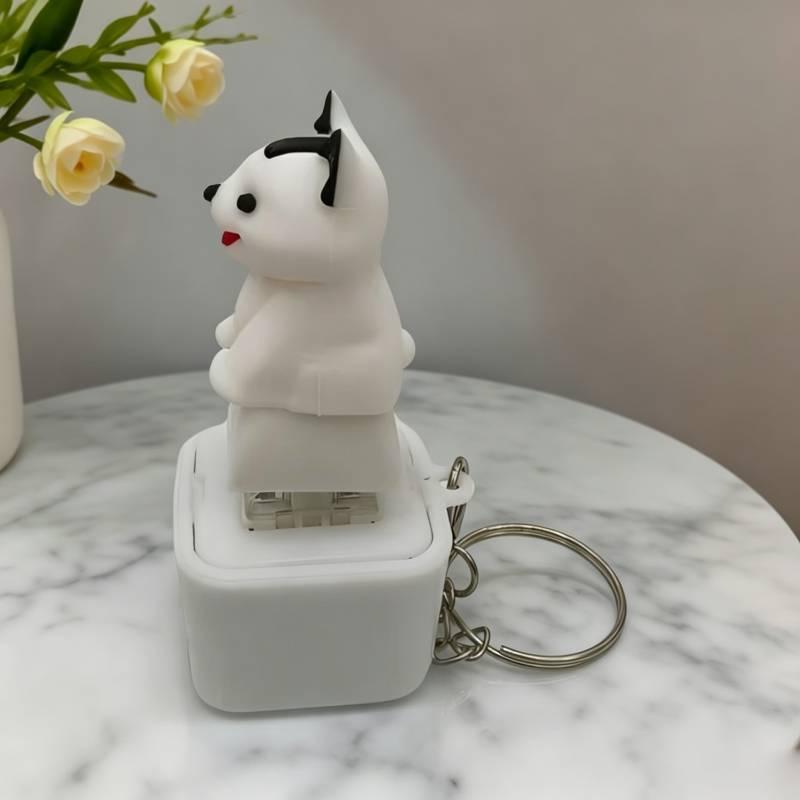 Fidget Clicker Animal Keychain Sound Light Design Puppy Cow Voice Pendant Mini Sensory Toy for Purse Backpack