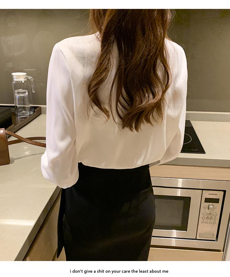 2026 Autumn Korean Style Women's Bow Long Sleeve Shirt