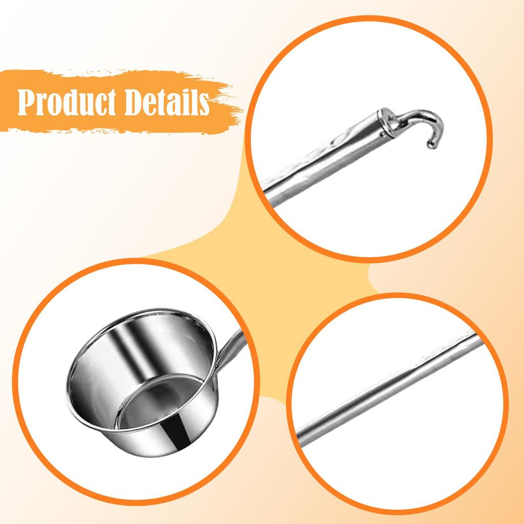 Stainless Steel Water Ladle Long Handled Lengthened Comfortable Grip Oil Spoon Porridge Spoon Cup for Kitchen Use Serving