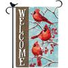 30.48x45.72cm Double-Sided Winter Holiday Garden Flag with Vibrant Red Cardinals & Berry Branches - "Welcome" Text, Polyester Outdoor Yard Decoration
