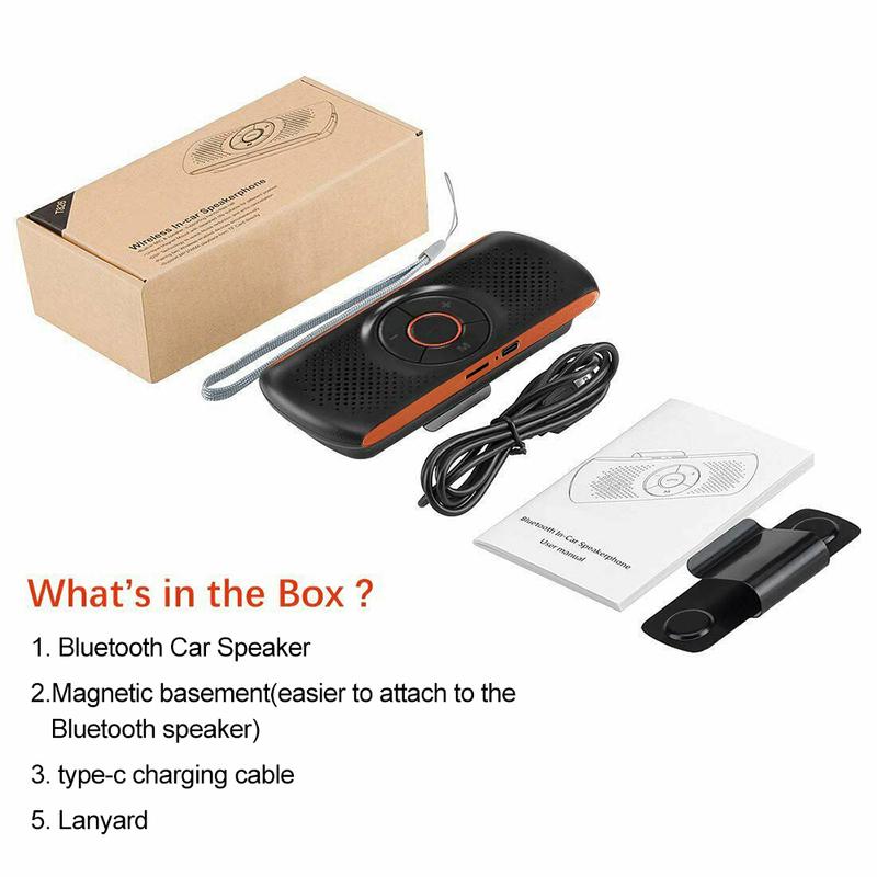 Car Kit Handsfree Speakerphone Multipoint Sun Visor Speaker for Phone Smartphones Car Charger Hands Free Bluetooth-compatible