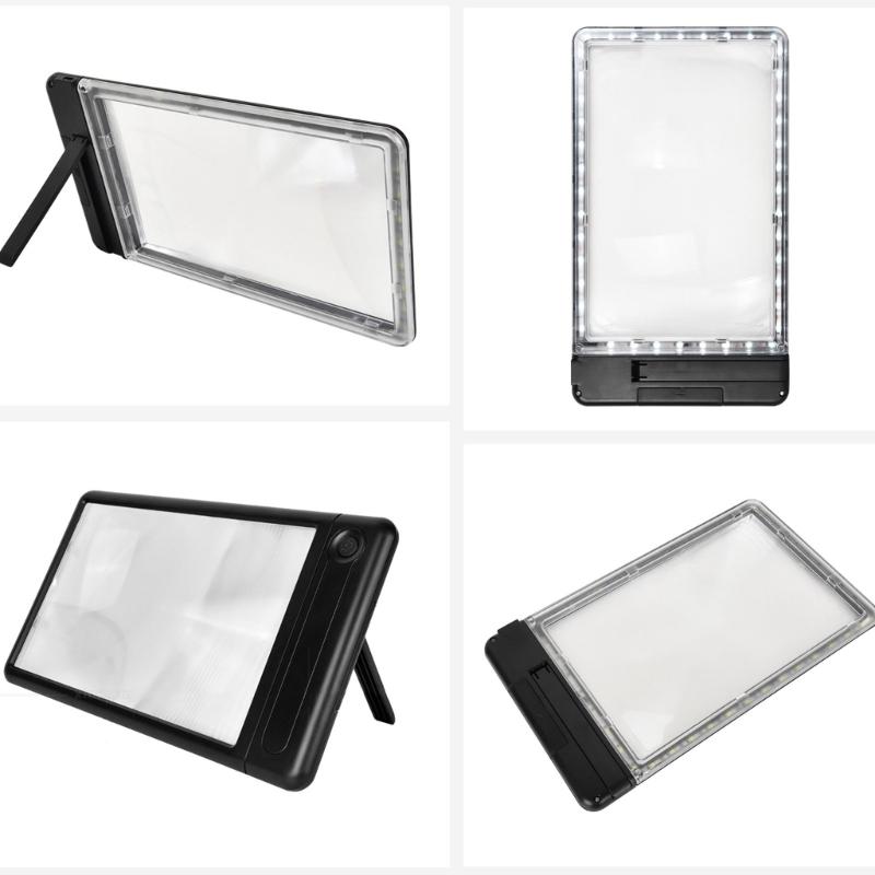 Magnifying Glass 4times Magnifier with Adjustable Brightness LED Light and Stand Suitable for Elderly Detailed Viewing