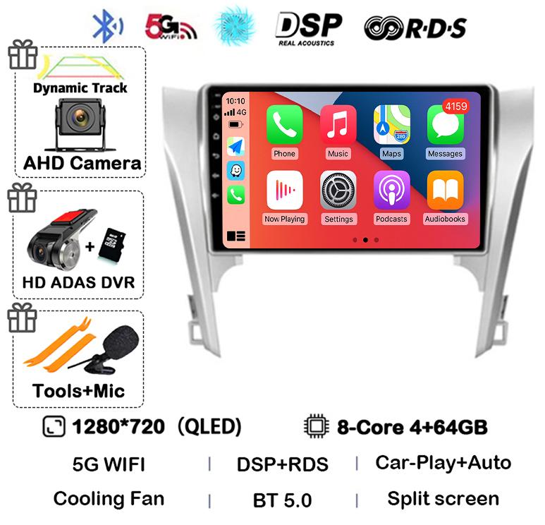 Android 14 Carplay Auto Car Radio For Toyota Camry 7 XV 50 55 2011 2012 2013 2014 Multimedia Video Player Navigation GPS Stereo