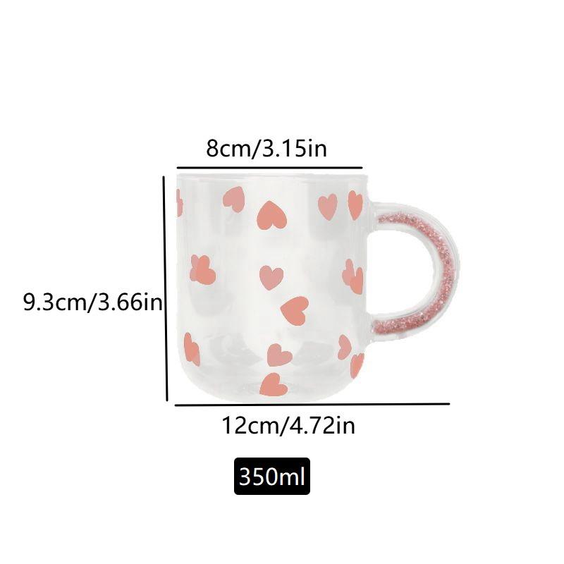 Love Glass Mug With Diamond Handle, High-Value Drinking Cup, Milk Coffee Cup For Girls