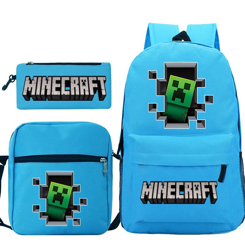 Game Minecraft Printed Children'S School Bag Oblique Span Bag Stationery Pencil Bag Student Backpack Set