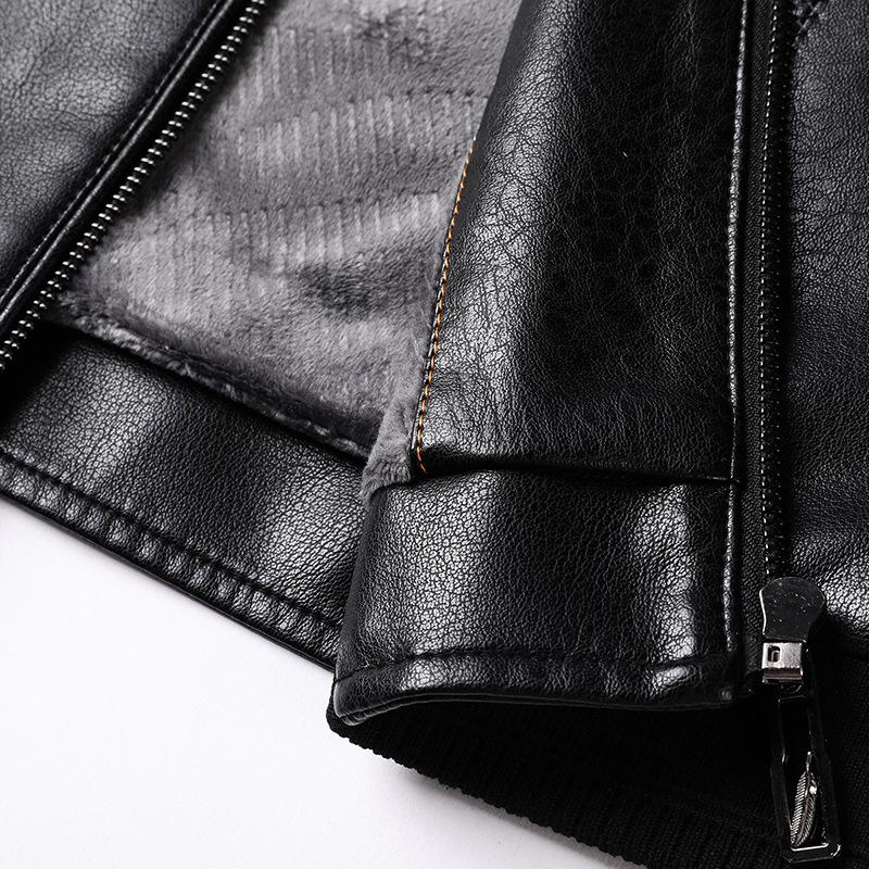 Velvet Thickened Leather Jacket Men's Autumn and Winter New Hooded Soft Leather Jacket Jacket Men's Casual Loose Leather Jacket Men's Clothing