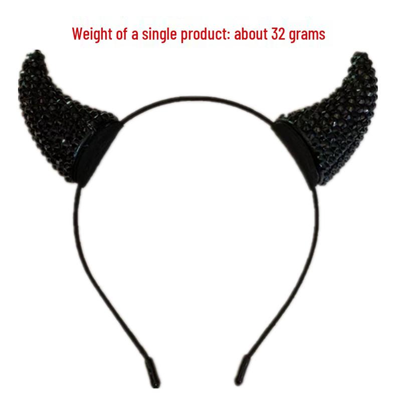 Halloween Demon Cow Horn Rhinestone Headband: Women's Celebrity Hair Clip and Accessory.