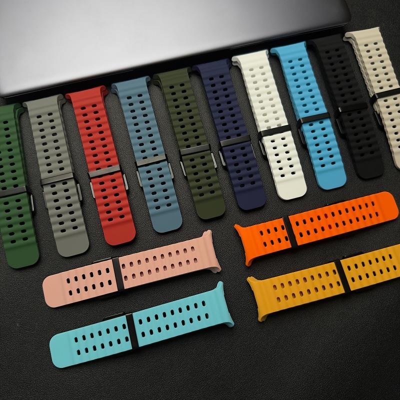 2pcs Silicone Watch Bands for Samsung Galaxy Watch Ultra 47mm, Square Hole Design, Multi-Color, Perfect Compatibility, Smartwatc