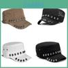 Skull Headbrand Flat Top Cap With Adjustable Strap For Streetwear And Sun Protection