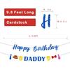 Glitter Happy Birthday Banner for Fathers Party Decoration Pre-Strung Celebration Blue Flag Cake Banner Happy Daddy Bold Letter Sign We Love Dad