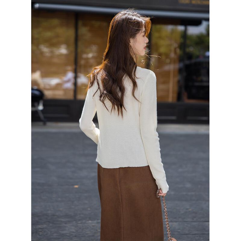 ITISF4 Women's Korean Style Faux Two-Piece Drawstring Knit Top