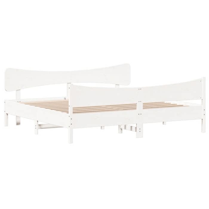 VidaXL Bed Frames and Headboards, Double Bed with Slatted Base, Adult Bedroom Bed, Modern, White 180x200 Cm Wood 3216373