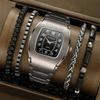 Fashion Mens Barrel Shape Quartz Watch With Alloy Band For Casual Business Wear