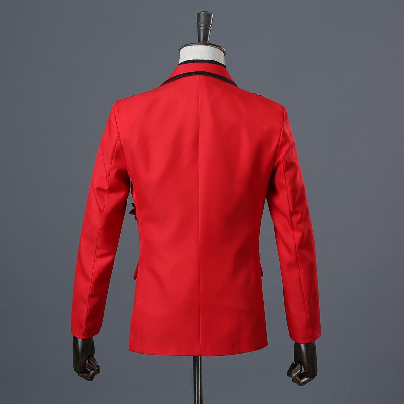 Cântăreț masculin Costume de scenă de club de noapte Rochie de bar pentru gazdă Costume tridimensionale cu incrustații bilaterale cu flori și diamante