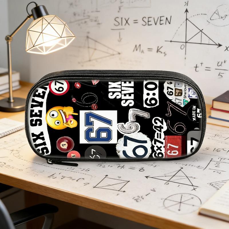 New Cross-Border Single Layer Pen Bag Six Seven Large Capacity Stationery Storage Box Student Pen Pouch Fun Style Waterproof