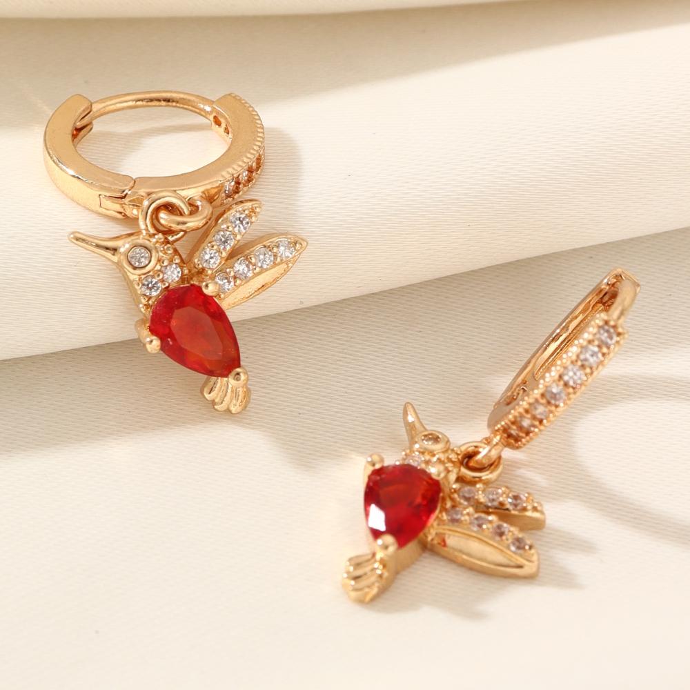 1 Pair Cute Bird Dangle Earrings for Women Cubic Zirconia Jewelry Daily Party Accessories
