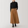 MUJI Women's Kapok Blend Corduroy Flare Skirt, Camel, Size S (BE1SPA4A)