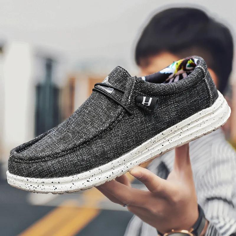 Men's Lightweight Comfy Slip-On Casual Shoes, Breathable Non-Slip Canvas Shoes, Spring And Summer