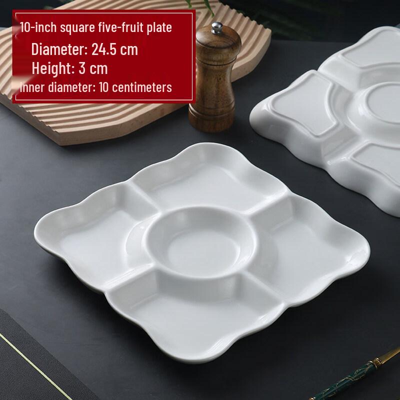 Handmade White Porcelain Dumpling Plate with Dipping Dish